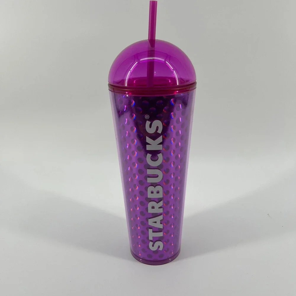 Starbucks Purple Polka Dot Dome Lid Cold‎ Cup Tumbler 24oz Venti